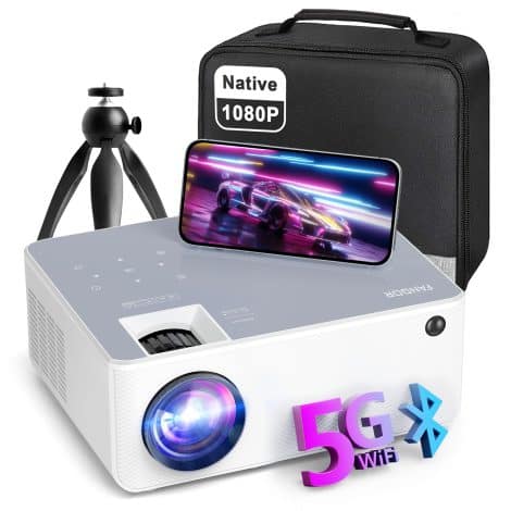 FANGOR 1080P HD Movie Projector: Wireless Bluetooth, 230″ Portable Screen, HDMI/USB Compatible with laptops and phones.