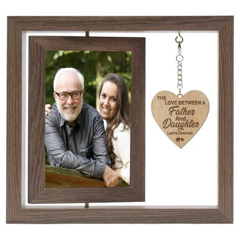 Hooweti Dad-Daughter Photo Frames: Heart Pendant, Perfect Xmas Gift from Daughter to Dad. Ideal for Father’s Day!