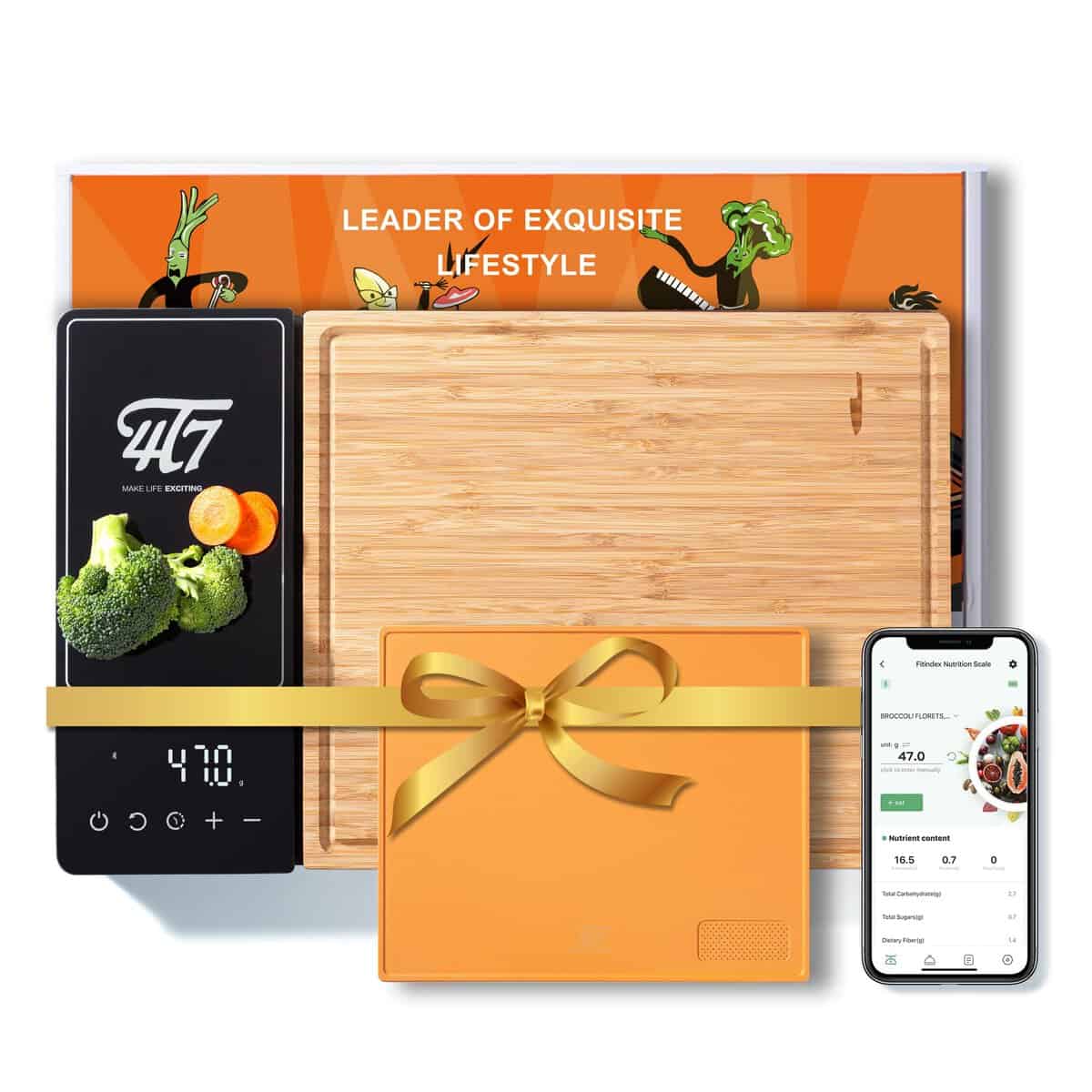 Smart Meal Prep System, Smart Cutting Board Set, Bamboo and Wheat Straw Chopping Boards, Weigh, Timer, App Calorie Counter, Juice Grooves, Health Management, Best Gift, The Smart Food Prep Station