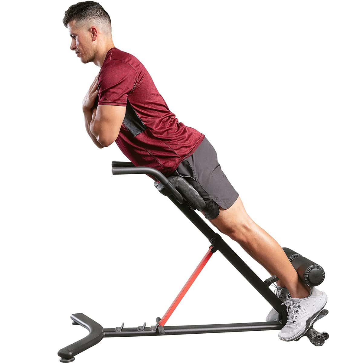 Sunny Health & Fitness Hyperextension Roman Chair Ab Workouts Sit Up Gym Bench for Home