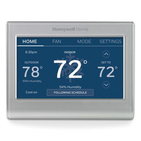 Smart Wi-Fi Thermostat by Honeywell Home, with 7-day programmable settings, touch screen, and Alexa integration.