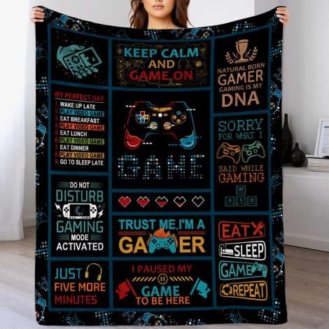 Super Soft Cozy Gaming Throw Blanket for Adults and Kids, Decorative and Funny. Size: 60″x50″.