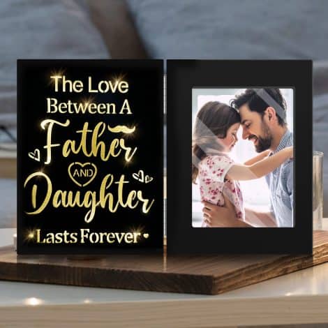 ARIDUR Christmas Dad Gifts from Daughter, Best Dad Ever Gifts, Black Glowing Picture Frame for Wall and Table