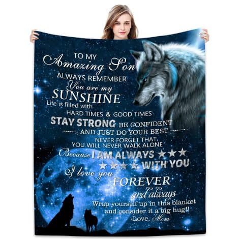 Joyloce Son Gifts Blanket – 60″X 50″ – For My Son – Funny Mom/Dad Gifts – Top Birthday Present for Son – Grown Son Gift – Parental Son Blanket