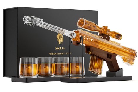 Kollea 22 oz Whiskey Decanter Set and 4 Glasses with 5 oz Telescope, Cool Gift for Him, Dad, Grandpa, Husband.