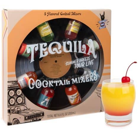 Introducing the ‘Thoughtfully Gifts, Tequila Lover’s Mixers Gift Set’ featuring popular flavors like Tequila Sunrise and Classic Margarita. Includes 8 mixers, alcohol not included.