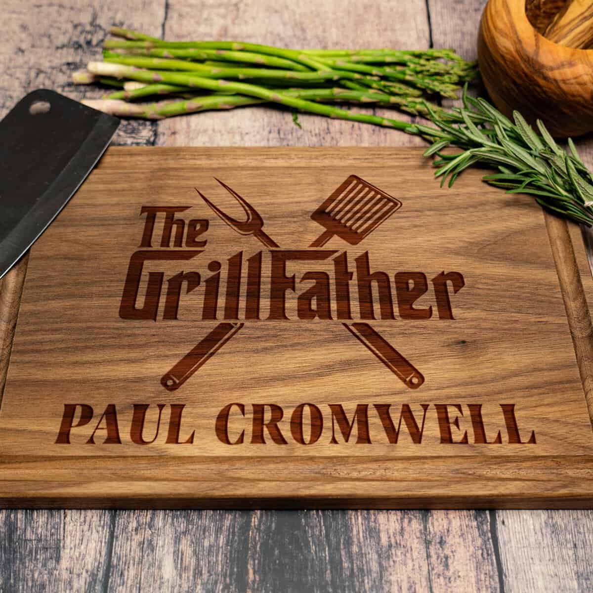 Personalized Cutting Boards for Men - Customized Wood Meat Boards for Grill Masters - Unique Custom Gift Ideas for Father's Day, Christmas, Birthday, Anniversary for Men, Dad, Grandpa and Him