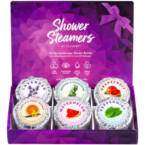 Cleverfy Shower Steamers Aromatherapy – 6-pack of Compact Shower Bombs with Essential Oils. Perfect self-care gift.