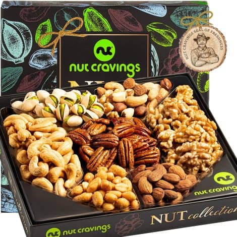 Deluxe Nut Gift Box – Assorted Nuts in Elegant Basket: Perfect Birthday Present – Made in the USA.