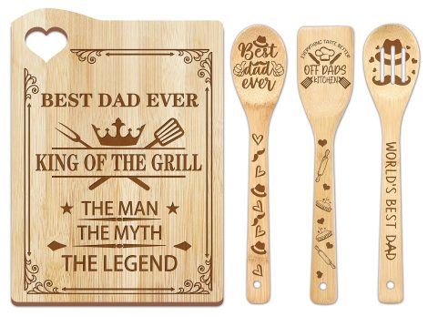 “Cocomong Father’s Day Gift Set – Cutting Board and Grilling Utensil for Dad’s Kitchen Adventures.”