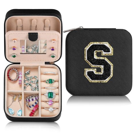 Customized Jewelry Case for Men – Stylish Black Travel Case, Perfect for Birthdays and Christmas Gifts.