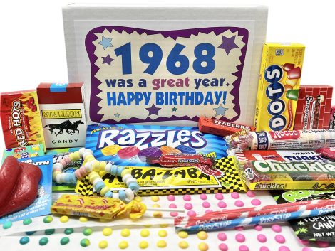 Throwback Treats ~ ’68 Candy Box: Blast from the Past for 55th Birthday, Ideal for ’68 Babies.