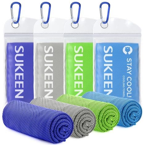 Sukeen [4 Pack] Cooling Towel – Stay cool during yoga, sports, running, workouts, and outdoor activities.