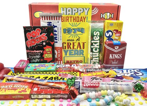 Retro Candy Delight – A sweet 1974 nostalgia trip, perfect 49th birthday gift for 49-year-olds.