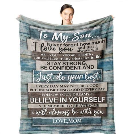 Wisegem Son Gifts from Mom: Cozy 60″x50″ Blanket – Perfect Birthday, Graduation, or Valentine’s Gift for Son.