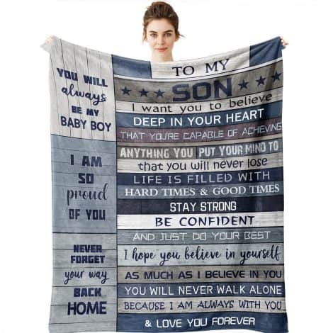 Yamco Son Gifts Blanket – Gift from Mom and Dad – Birthday and Graduation Present for your Grown Son