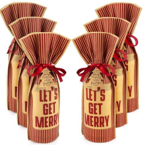 Set of 6 Festive Wine Bags: Perfect for gifting wine during Christmas or the holiday season!